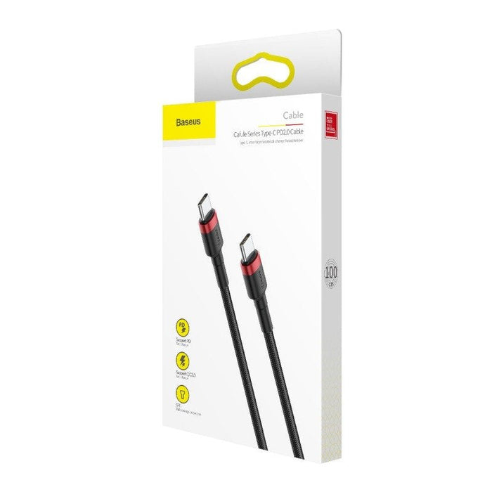 Baseus Cafule Cable USB-C PD 2.0 QC 3.0 60W 2m (Black + Red) - USB-C to USB-C<<<USB cables<<<GSM