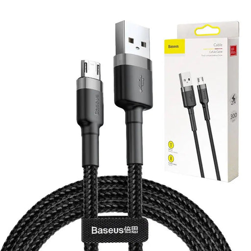 Baseus Cafule Cable USB For Micro 2A 3m Gray + Black - USB to Micro USB<<<USB cables<<<GSM