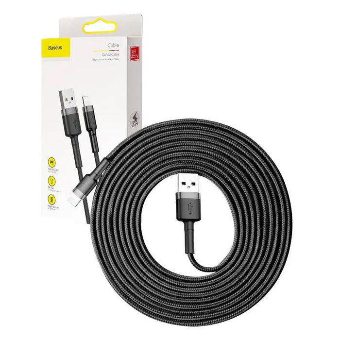 Baseus Cafule USB Lightning Cable 2A 3m (Black + Gray) - USB to Lightning<<<USB cables<<<GSM
