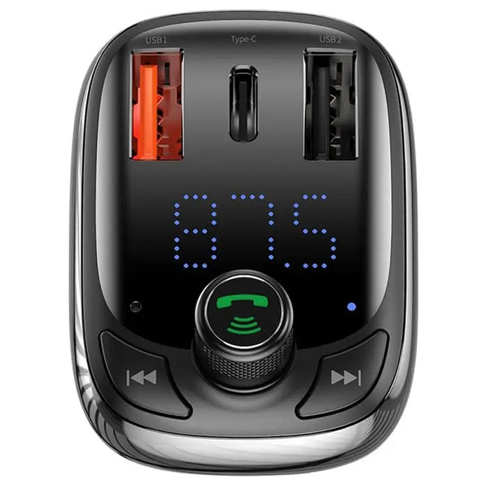 Baseus Car charger and FM transmitter T typed S-13 Black - Автомобилни аксесоари<<<FM Трансмитери