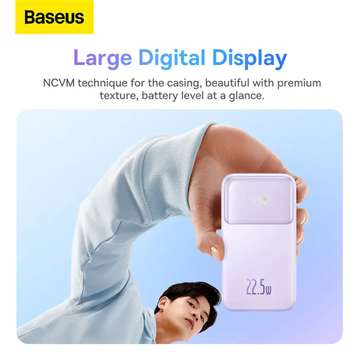 Baseus Comet Series powerbank with display 10000mAh 22.5W - purple + USB-A / USB-C cable - Powerbanks<<<HurtelXML