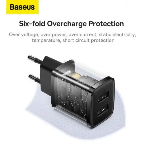 Baseus Compact Quick Charger 2x USB 10.5W (black) - mains chargers<<<Chargers<<<GSM Accessories<<<InnproXML&&&Cell
