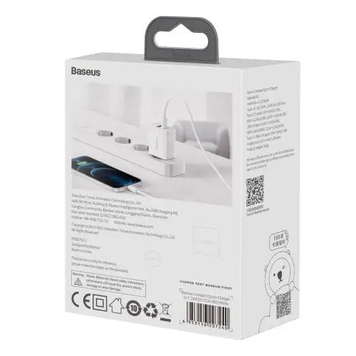 Baseus Compact Quick Charger USB USB-C 20W (white) - Car charger<<<Основна<<<DunaXML&&&Car