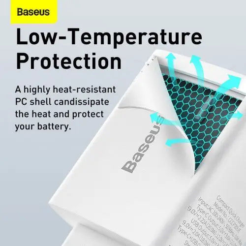 Baseus Compact Quick Charger USB USB-C 20W (white) - Car charger<<<Основна<<<DunaXML&&&Car
