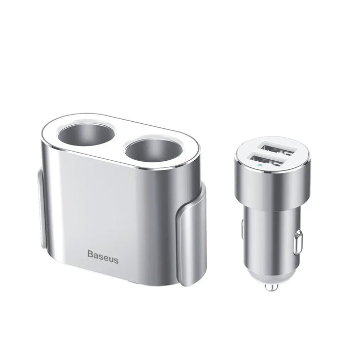 Baseus CRDYQ-0S splitter 2x cigarette lighter socket 80W 2x USB-A 3.1A - silver - Cell phone USB