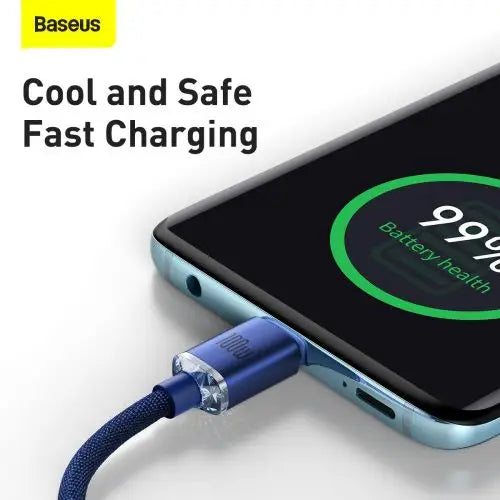 Baseus Crystal Shine cable USB-C to USB-C 100W 1.2m (blue) - Type-C cable<<<Accessories<<<Основна<<<DunaXML&&&USB-C