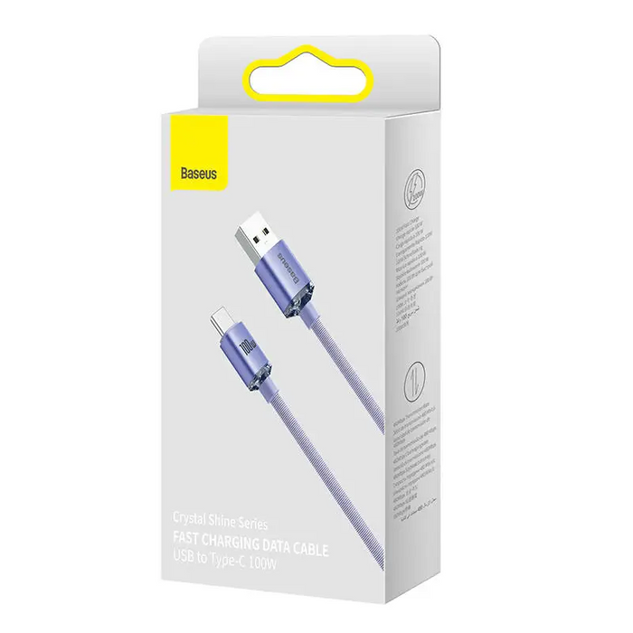 Baseus Crystal Shine cable USB to USB-C 100W 2m (purple) - USB to USB-C<<<USB cables<<<GSM