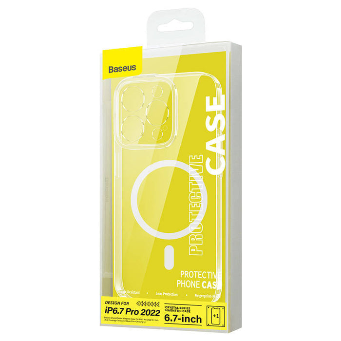 Baseus Crystal Transparent Magnetic Case and Tempered Glass set for iPhone 14 Pro Max - For smartphones<<<Tempered