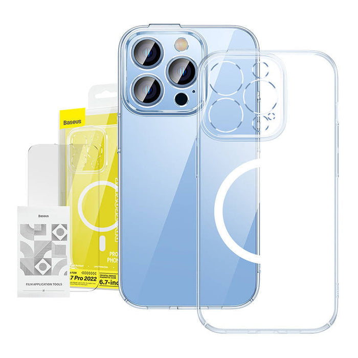 Baseus Crystal Transparent Magnetic Case and Tempered Glass set for iPhone 14 Pro Max - For smartphones<<<Tempered