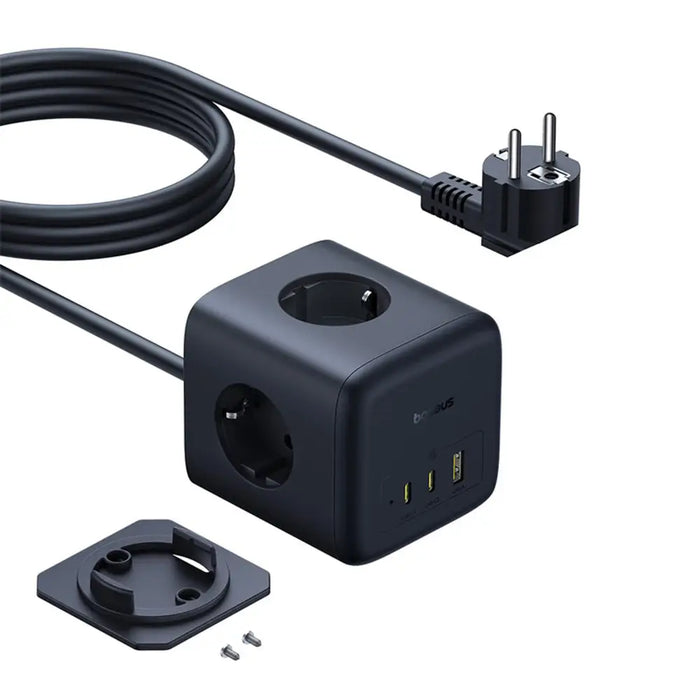 Baseus EnerFill FA11 67W Power Strip USB-A + USB-C Cube + 3 x EU Socket 1.5m - Black - Cell phone USB