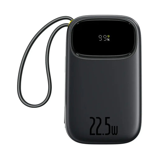 Baseus EnerFill FC31 20000mAh 22.5W Powerbank with Digital Display and 2 Built-in Cables (USB-C + Lightning) - Black