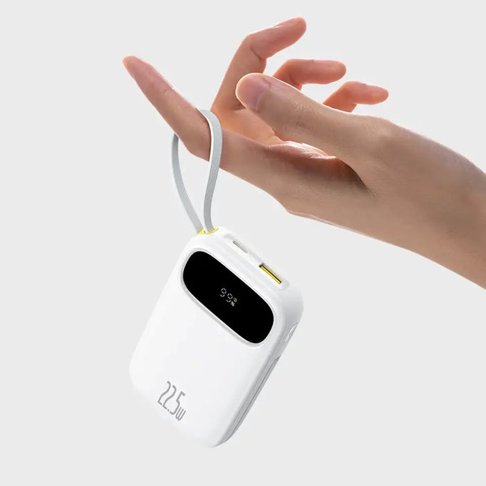 Baseus EnerFill FC31 20000mAh 22.5W Powerbank with Digital Display and 2 Built-in Cables (USB-C + Lightning) - White