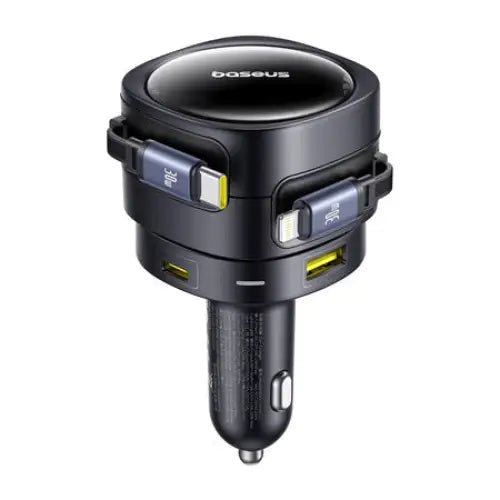 Baseus Enjoyment Max car charger with USB-C + Lightning cables and USB-A + USB-C ports 90W Black - Car