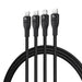 Baseus Flash Series 3 3in1 cable 100W USB-C - USB-C + USB-C+ Lightning 1.5m + 3 x 0.25 m - black - Cell phone