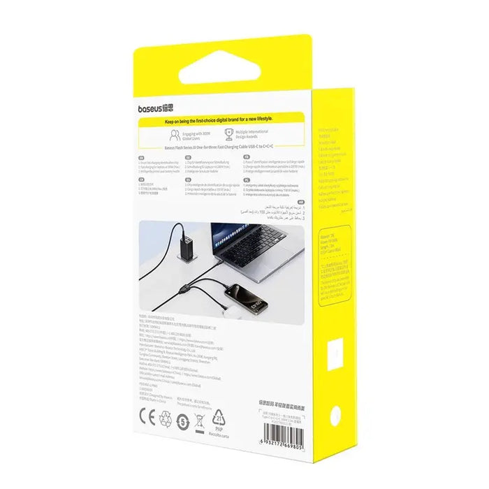 Baseus Flash Series Type C to C + C + C fast charging cable 480 Mbps Black - USB cablesAKG-KAB<<<GSM