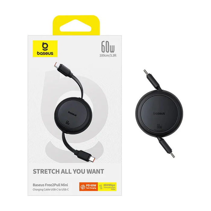 Baseus Free2Pull Mini USB-C to USB-C USB cable 60W 1 (black) - USB-C to USB-C<<<USB cables<<<GSM Accessories<<<InnproXML