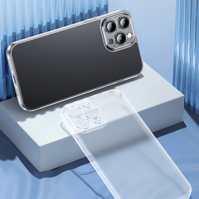 Baseus Frosted Glass Case Cover for iPhone 13 Pro Max Hard Cover with Gel Frame Transparent (ARWS000802) - Cell phone