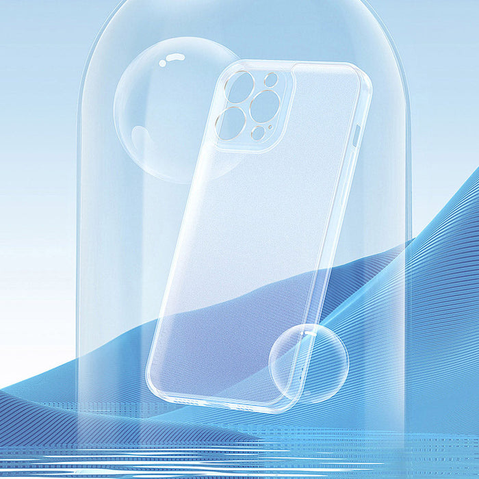 Baseus Frosted Glass Case Cover for iPhone 13 Pro Max Hard Cover with Gel Frame Transparent (ARWS000802) - Cell phone