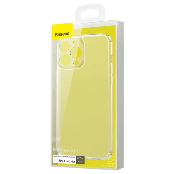 Baseus Frosted Glass Case Cover for iPhone 13 Pro Max Hard Cover with Gel Frame Transparent (ARWS000202) - Cell phone