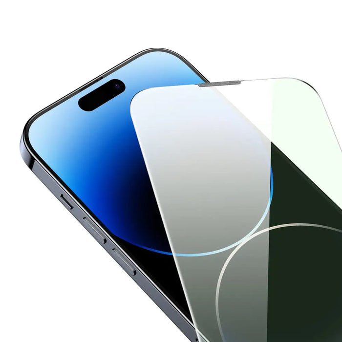 Baseus Full Screen Tempered Glass for iPhone 14 Pro Max with Anti Blue Light Filter and 0.3mm Speaker Cover + Mounting