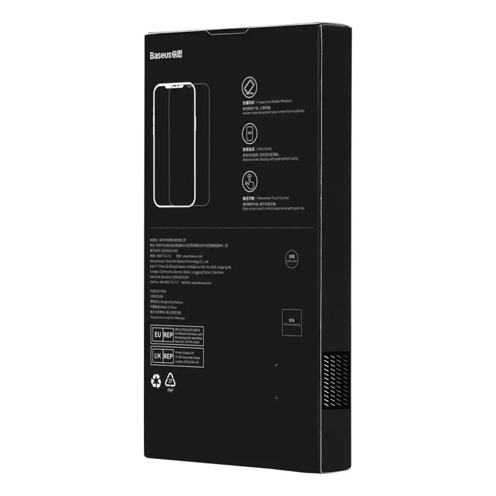 Baseus Full Screen Tempered Glass for iPhone 14 Pro Max with Speaker Cover 0.3mm + Mounting Frame - Cell phone tempered
