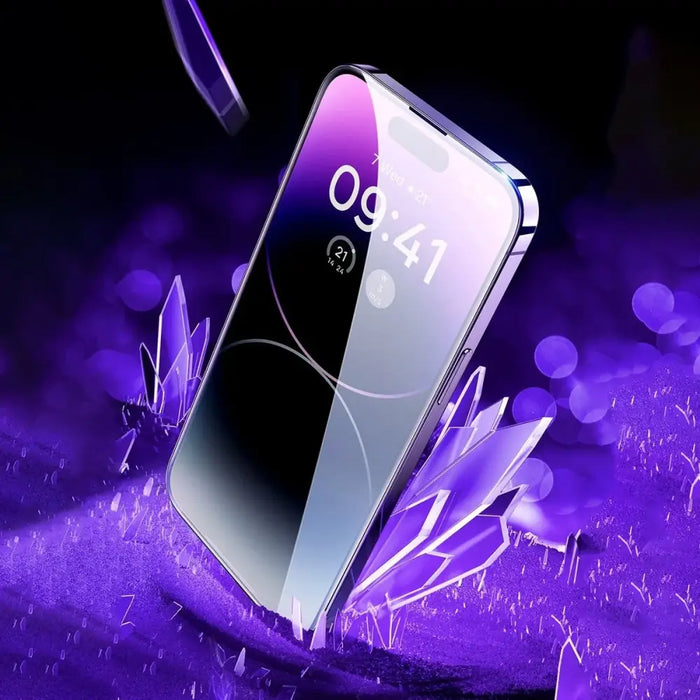 Baseus Full Screen Tempered Glass for iPhone 14 Pro with Anti Blue Light Filter and 0.3mm Speaker Cover + Mounting