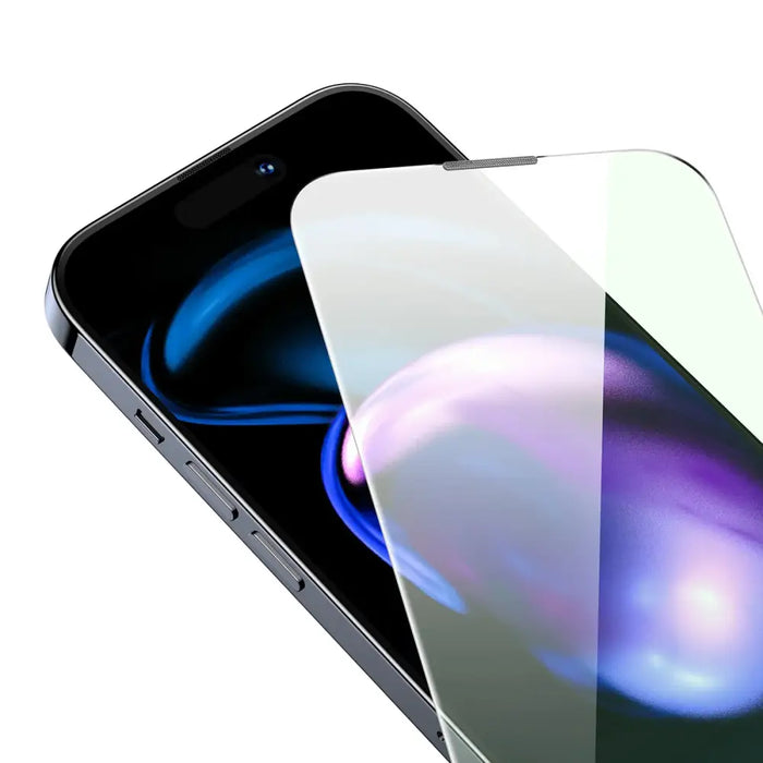 Baseus Full Screen Tempered Glass for iPhone 14 Pro with Anti Blue Light Filter and 0.3mm Speaker Cover + Mounting