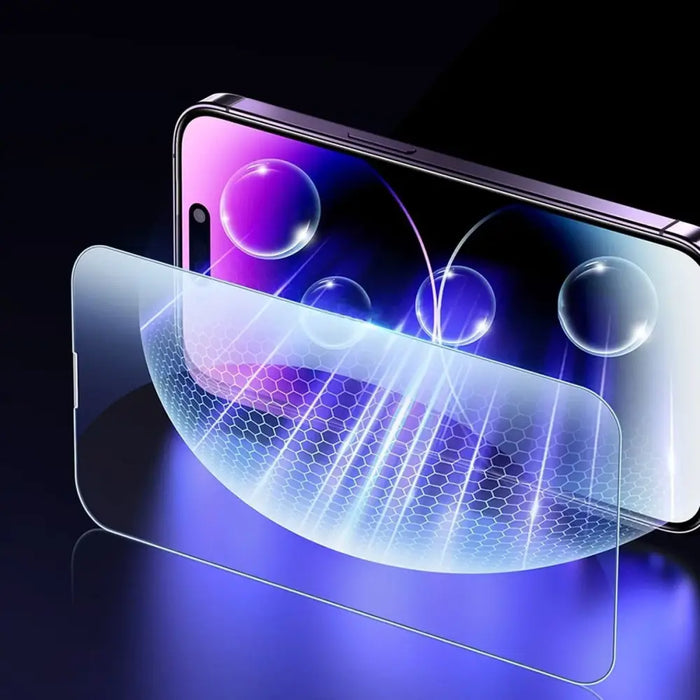 Baseus Full Screen Tempered Glass for iPhone 14 Pro with Anti Blue Light Filter and 0.3mm Speaker Cover + Mounting