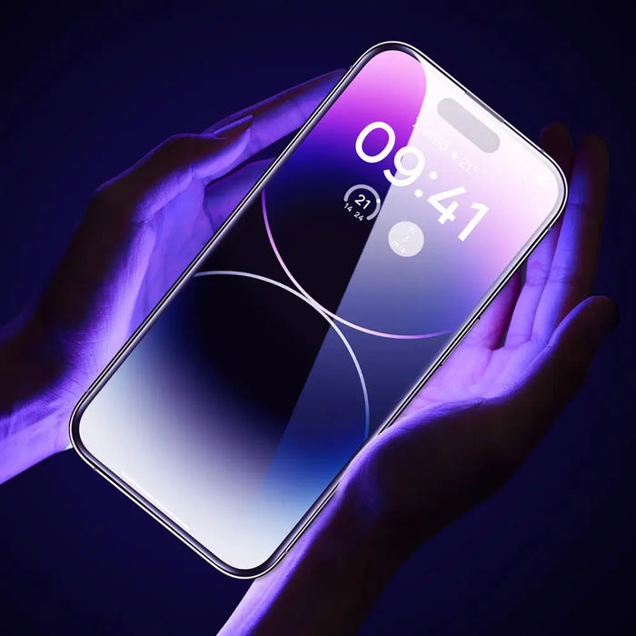 Baseus Full Screen Tempered Glass for iPhone 14 Pro with Speaker Cover 0.3mm + Mounting Frame - Cell phone tempered