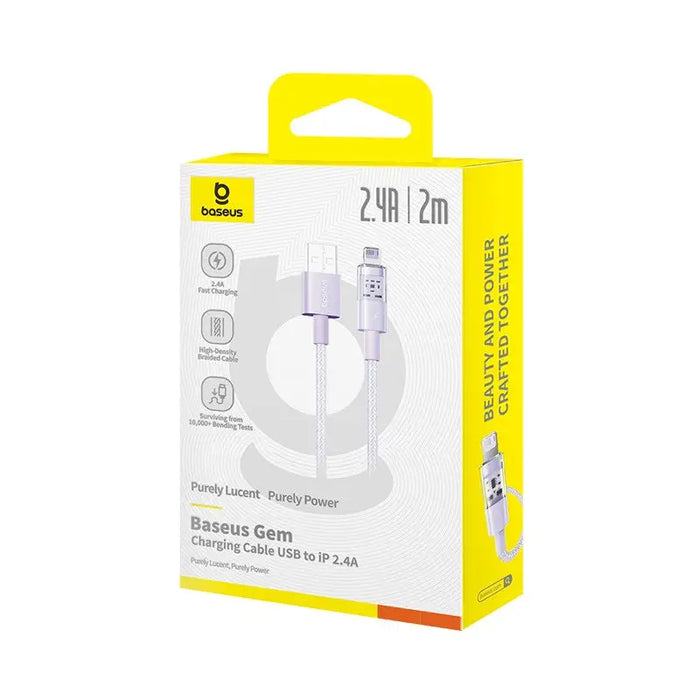 Baseus Gem USB to IP 2.4A fast charging cable 2 m Purple - USB cablesAKG-KAB<<<GSM accessoriesAKG<<<ActionPL