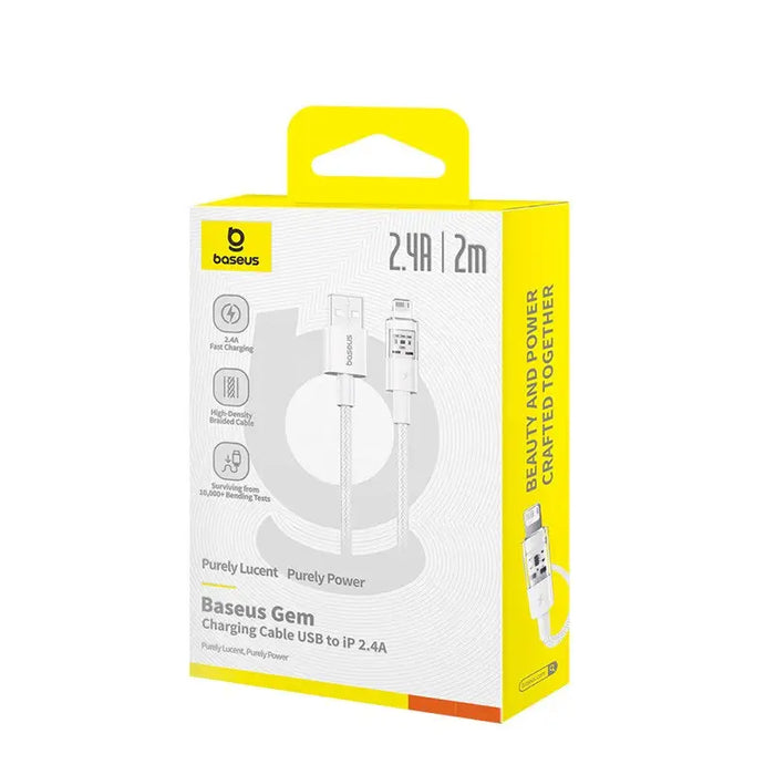 Baseus Gem USB to IP 2.4A fast charging cable 2 m White - USB cablesAKG-KAB<<<GSM accessoriesAKG<<<ActionPL