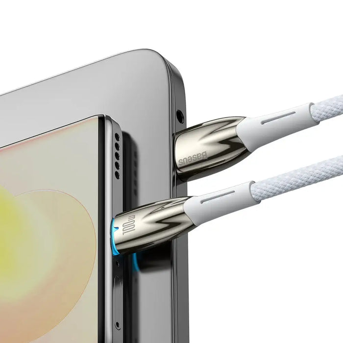 Baseus Glimmer Series fast charging cable USB-A - USB-C 100W 480Mbps 1m white - Cell phone cables<<<HurtelXML
