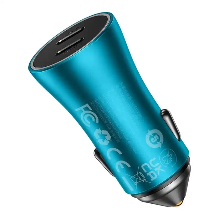 Baseus Golden Contactor Pro car charger 2x USB-C 40W (blue) - Car chargers<<<Chargers<<<GSM