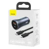 Baseus Golden Contactor Pro Car Charger USB + USB-C QC4.0+ PD SCP 40W (gray) + Cable USB-C do iP 1m (black) - Car