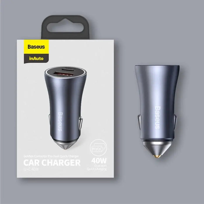 Baseus Golden Contactor Pro car charger USB + USB-C QC4.0+ PD SCP 40W (blue) - Car charger<<<Основна<<<DunaXML&&&Car