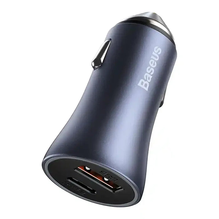 Baseus Golden Contactor Pro Car Charger USB + USB-C QC4.0+ PD SCP 40W (gray) + Cable USB-C do iP 1m (black) - Car