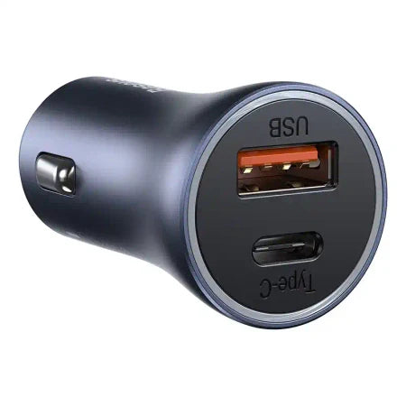 Baseus Golden Contactor Pro Car Charger USB + USB-C QC4.0+ PD SCP 40W (gray) + Cable USB-C do iP 1m (black) - Car