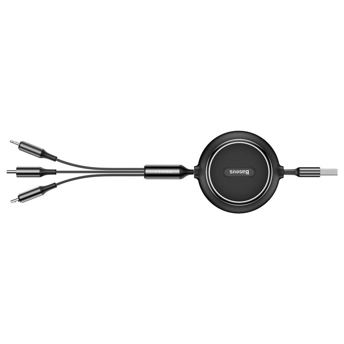 Baseus Golden Loop 3in1 extendable cable USB - micro USB / Lightning / USB-C 3.5A 35cm - 120cm black (CAMLT-JH01)