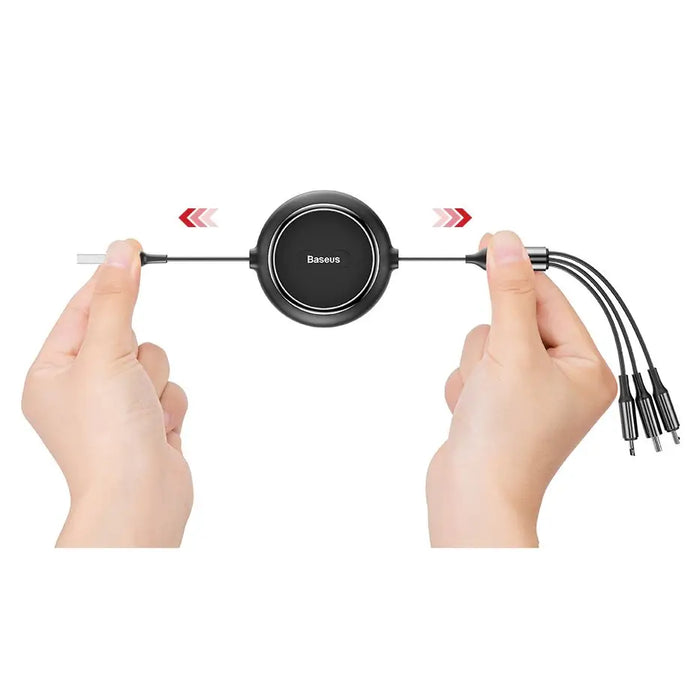 Baseus Golden Loop 3in1 extendable cable USB - micro USB / Lightning / USB-C 3.5A 35cm - 120cm black (CAMLT-JH01)