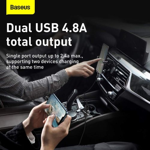 Baseus Grain Pro Car Charger 2x USB 4.8A (white) - Car charger<<<Accessories<<<Основна<<<DunaXML&&&Car