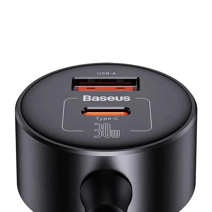 Baseus High Efficiency Pro 2x cigarette lighter socket adapter with USB-A USB-C 30W charger - black - Cell phone USB