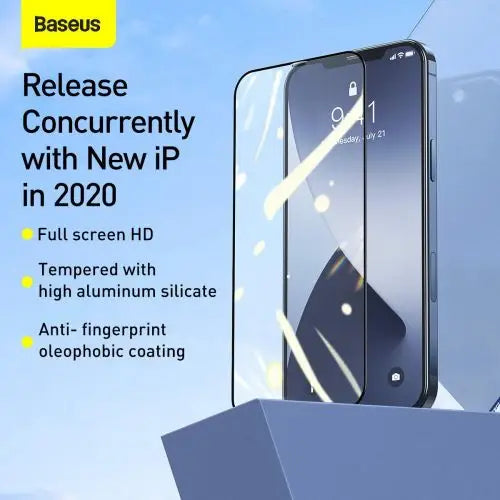 Baseus iPhone 12 mini 0.25 mm Full-screen full-glass Tempered Glass (2pcs) Black (SGAPIPH54N-KC01) - iPhone 12