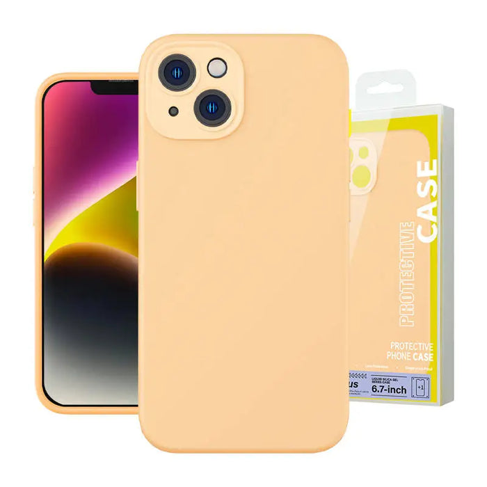 Baseus Liquid Silica Gel Case for iPhone 14 Plus (sunglow)+ tempered glass + cleaning kit - Protective cases