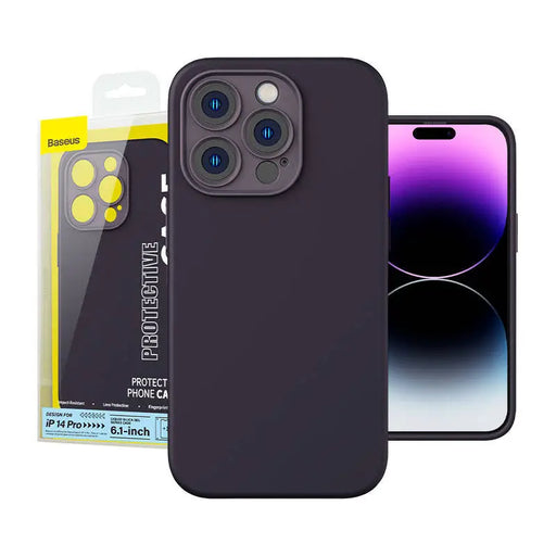 Baseus Liquid Silica Gel Case for iPhone 14 Pro (Elderberry)+ tempered glass + cleaning kit - Protective cases