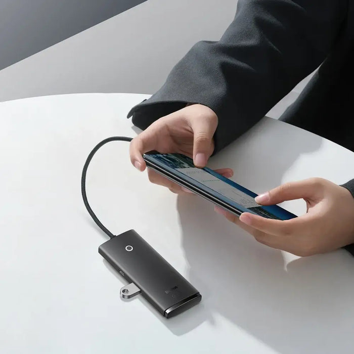 Baseus Lite Series Hub 4in1 USB-C to 4x USB 3.0 + USB-C 25cm (Black)