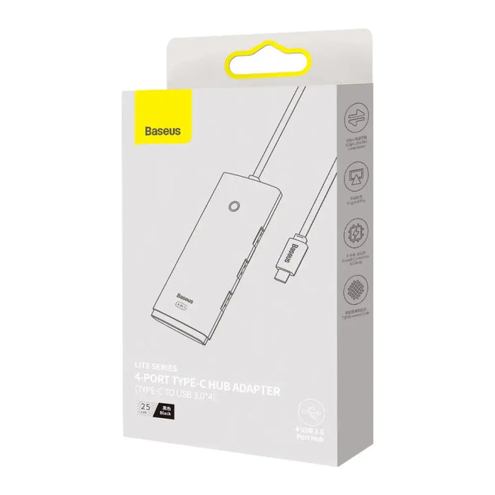 Baseus Lite Series Hub 4in1 USB-C to 4x USB 3.0 + USB-C 25cm (Black)
