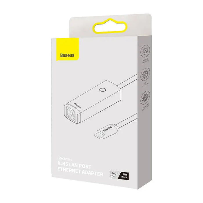 Baseus Lite Series USB-C to RJ45 network adapter 100Mbps (black) - HUB<<<Accessories<<<Основна<<<DunaXML&&&Adapters