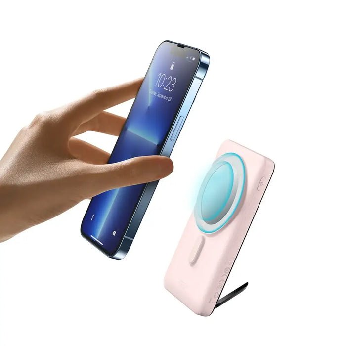 Baseus Magnetic Bracket power bank with wireless charging MagSafe 10000mAh 20W Overseas Edition pink (PPCX000204) + USB