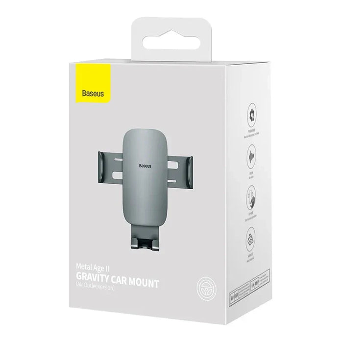 Baseus Metal Age II Gravitational Car Holder on ventilation grid (gray) - Phone holders<<<Car