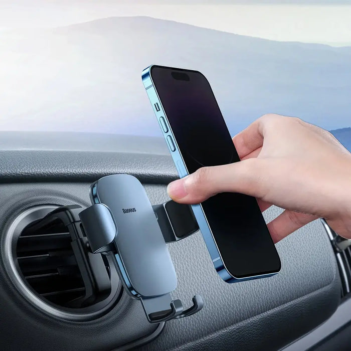 Baseus Metal Age II gravitational car phone holder to round ventilation grid (grey) - Cell phone